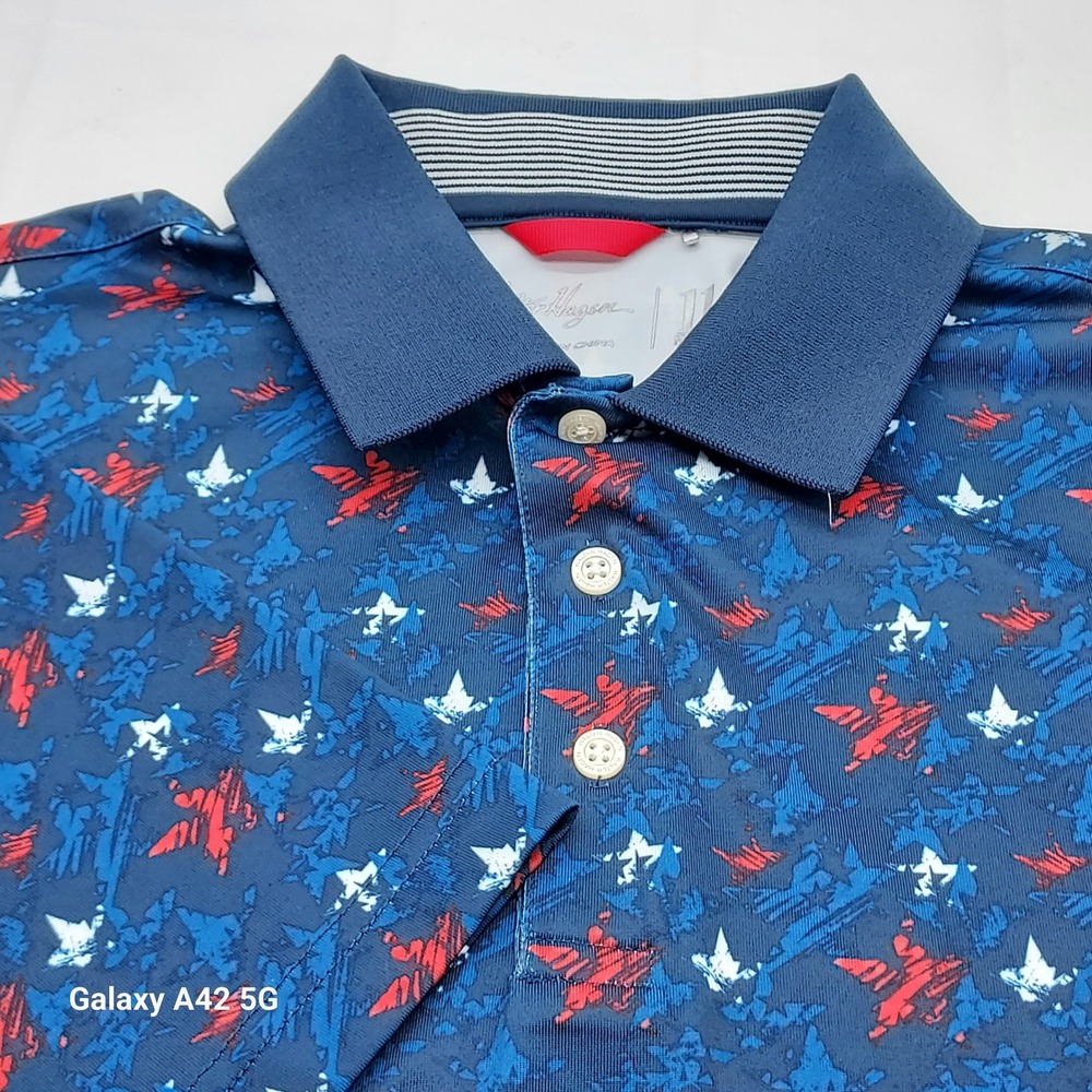 Walter Hagen Mens Golf Polo Shirt Short Sleeve Patriotic Stars Print Size S